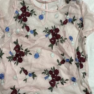 Pink floral sheer tee